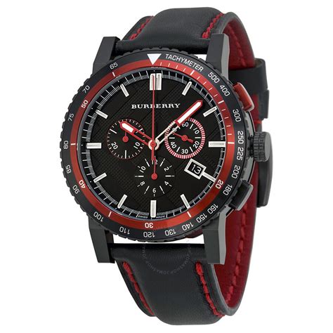 burberry the city leather men& 39|Burberry The City Chronograph Black Dial Black Leather Men's .